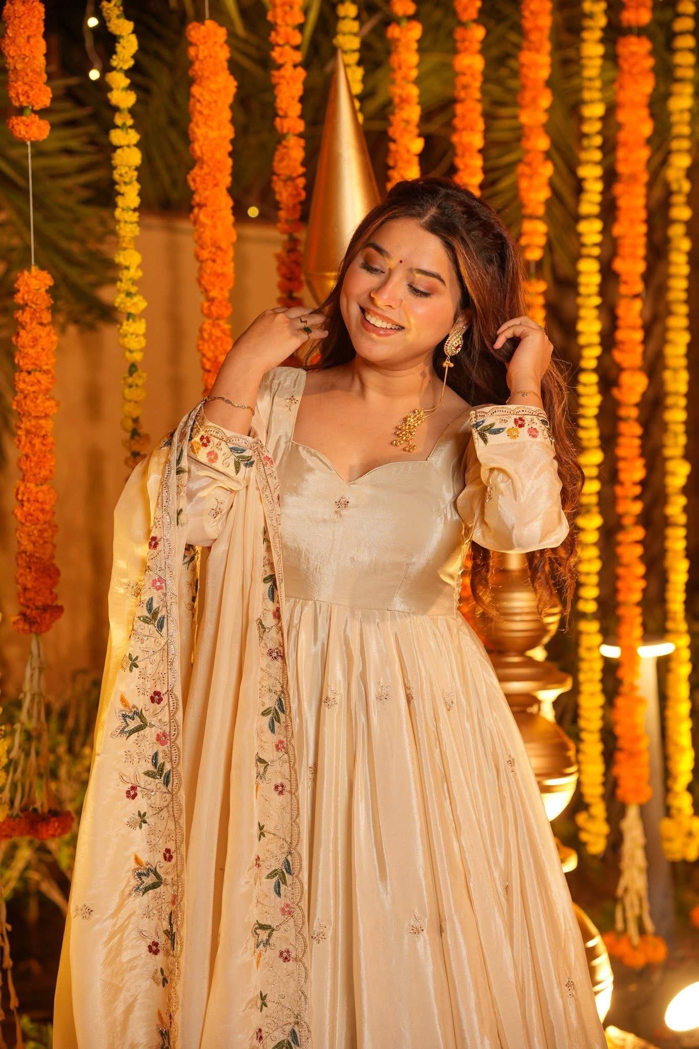 The Radiant Mustard Botanical-Hem Anarkali